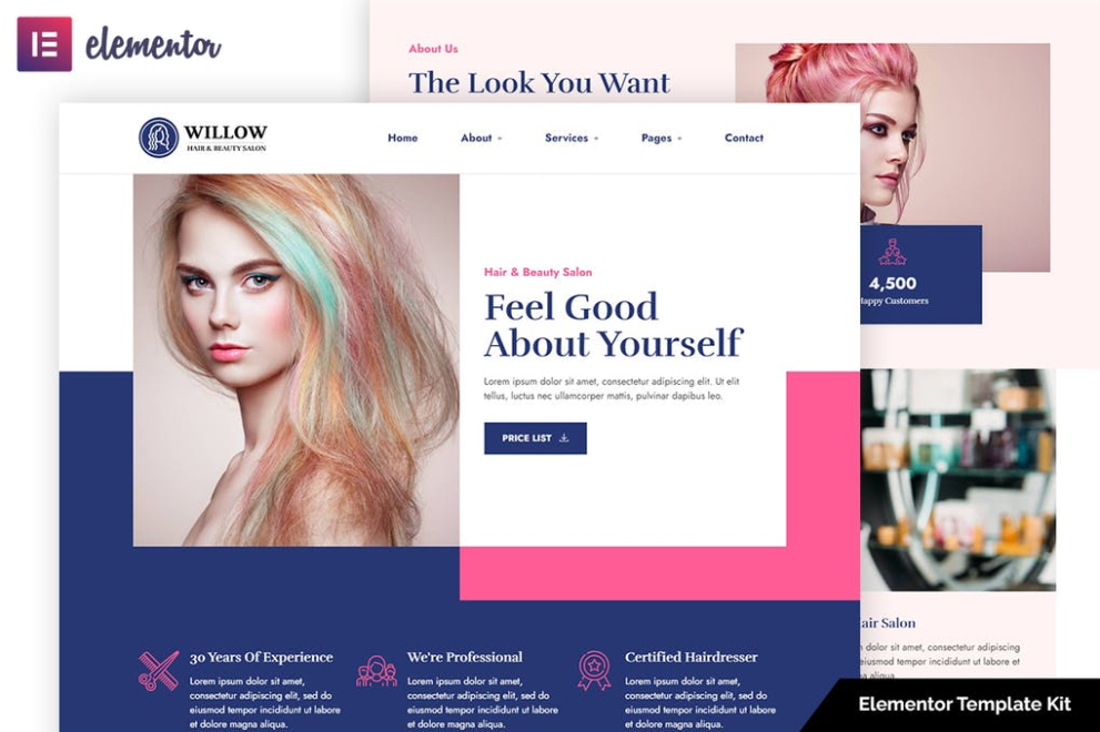 Willow – Hair & Beauty Salon Elementor Template Kit – makaz
